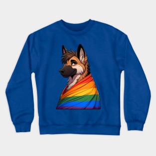 LGBTQ Rainbow Pride Furry German Shepherd Crewneck Sweatshirt